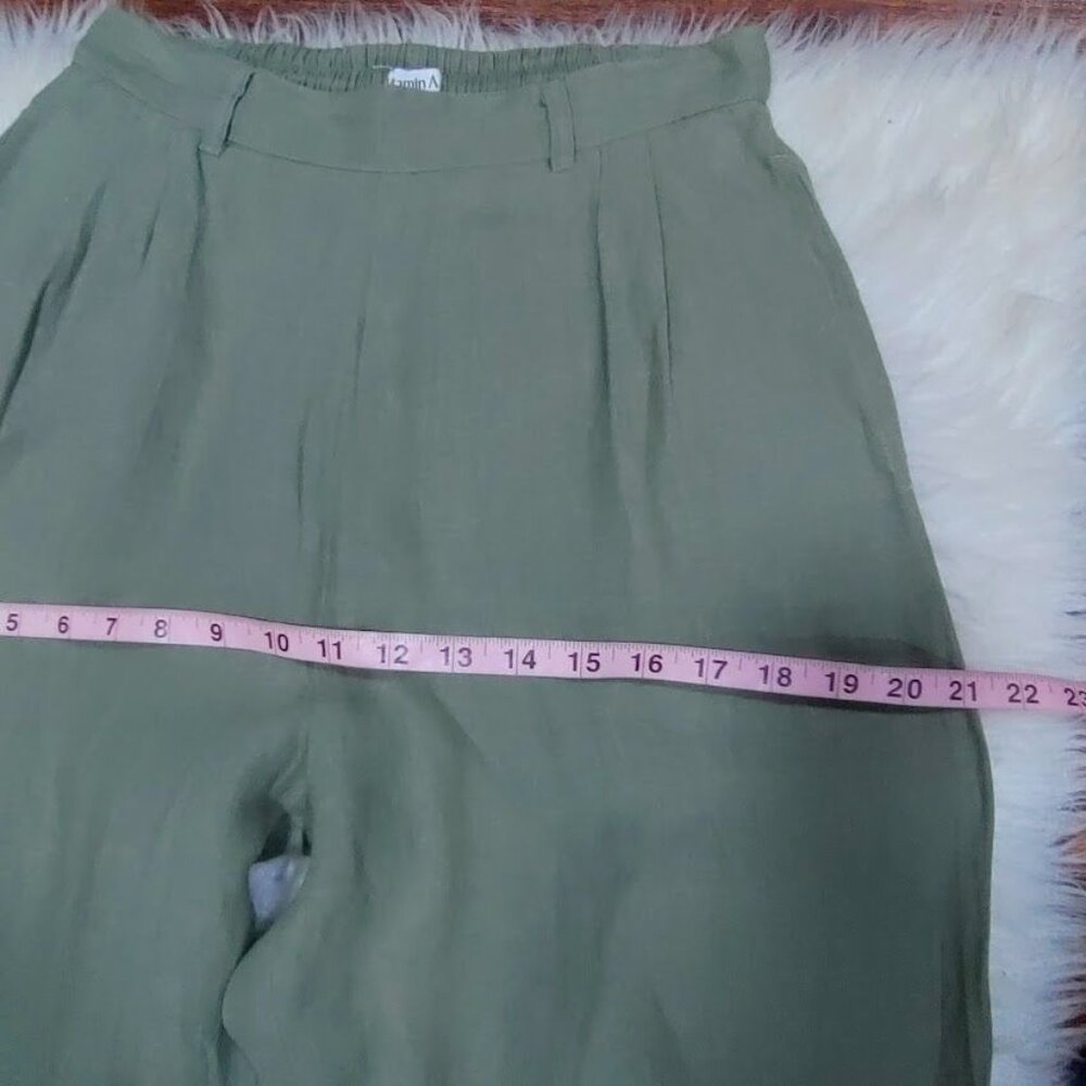 Vitamin A High Rise Womens Size XS Elastic Waist Wide-Leg Linen Pants Sage Green - Picture 9 of 9